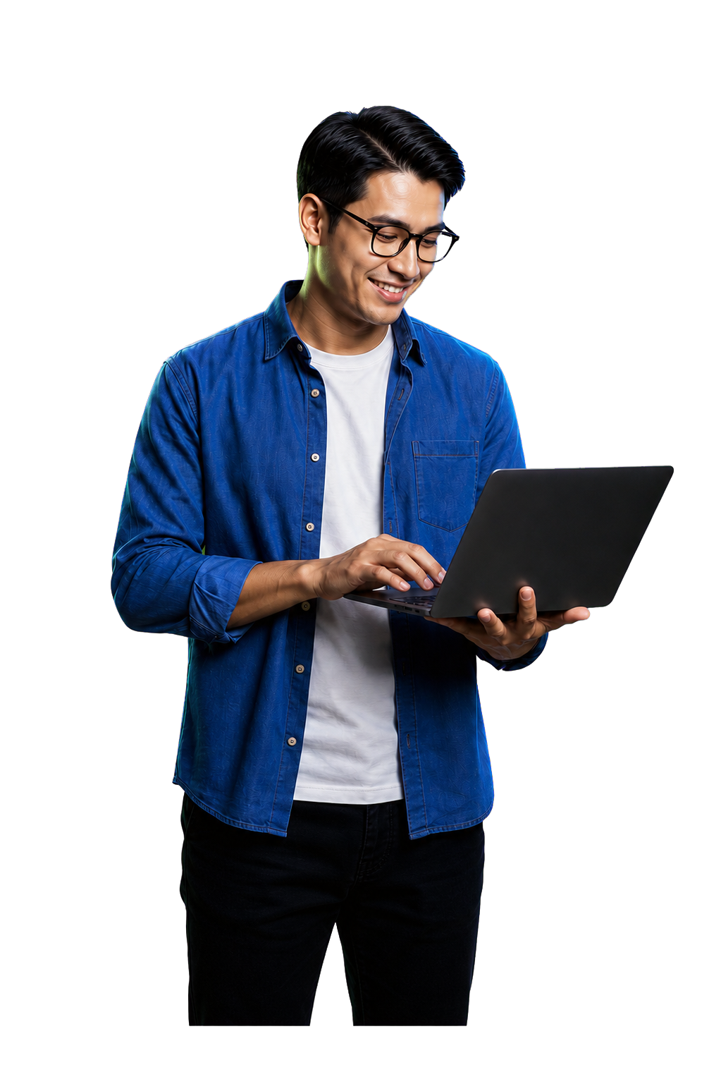 Technology professional using a laptop
